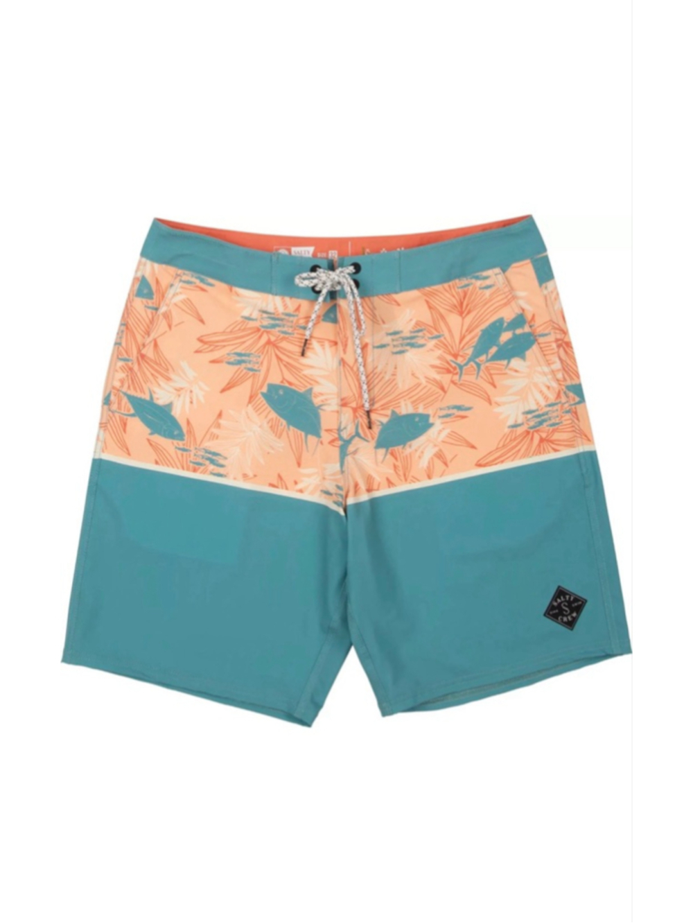 Salty Crew Tandem Board Shorts Aqua Orange 36 Waist 19” Mens NWT Surf Swim